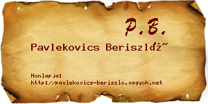 Pavlekovics Beriszló névjegykártya